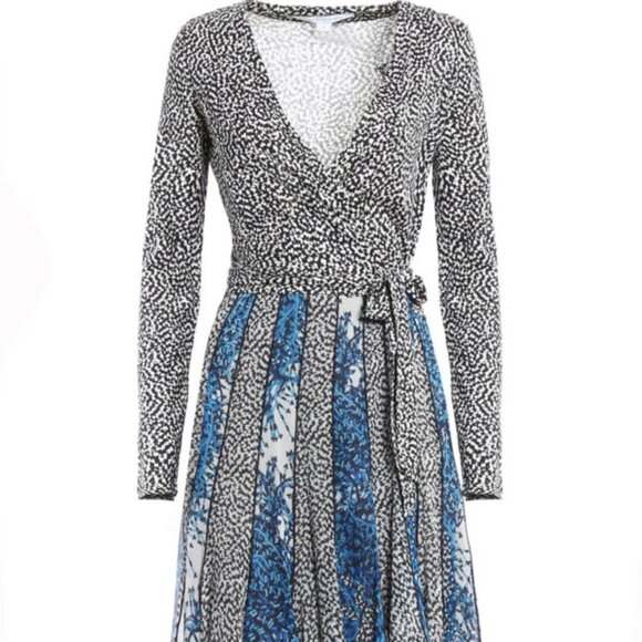 Diane Von Furstenberg Silk Blend Caprice Two Wrap Dress Size 12 - Picture 3 of 8